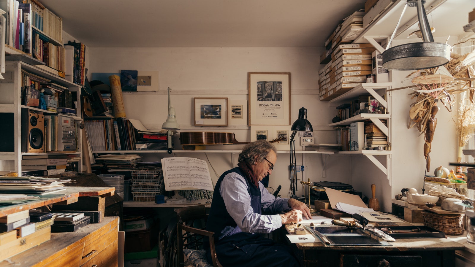 Jonathan Gibbs’s engravings tell tales in his Edinburgh home-studio